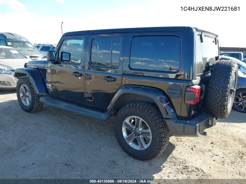 2018 Jeep Wrangler Unlimited Sahara 4X4 VIN: 1C4HJXEN8JW221681 Lot: 40130566