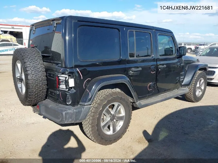 2018 Jeep Wrangler Unlimited Sahara 4X4 VIN: 1C4HJXEN8JW221681 Lot: 40130566