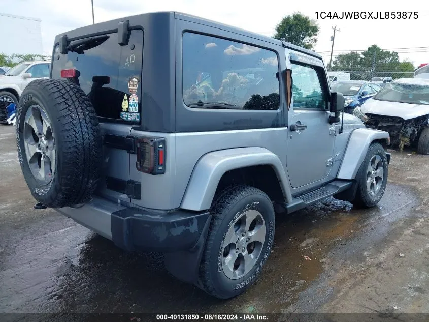 2018 Jeep Wrangler Jk Sahara 4X4 VIN: 1C4AJWBGXJL853875 Lot: 40131850