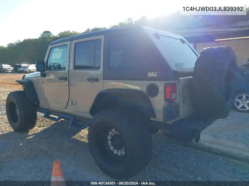 2018 Jeep Wrangler Jk Unlimited Sport S 4X4 VIN: 1C4HJWDG3JL839392 Lot: 40134301