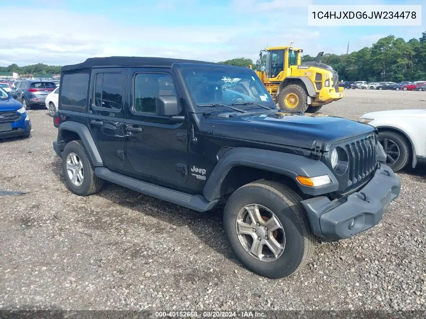 2018 Jeep Wrangler Unlimited Sport VIN: 1C4HJXDG6JW234478 Lot: 40152668