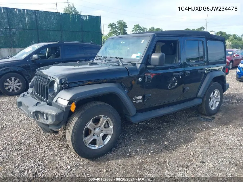 2018 Jeep Wrangler Unlimited Sport VIN: 1C4HJXDG6JW234478 Lot: 40152668