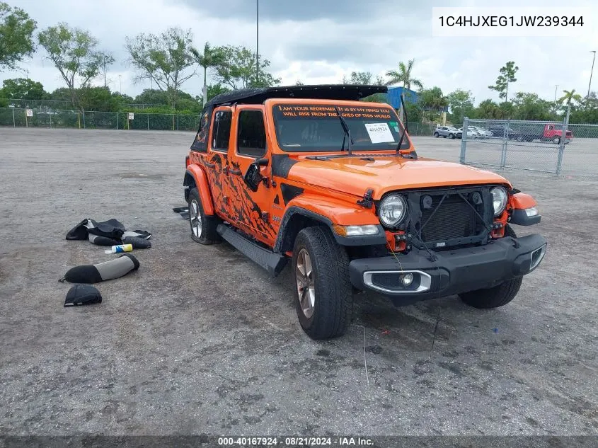 2018 Jeep Wrangler Unlimited Sahara 4X4 VIN: 1C4HJXEG1JW239344 Lot: 40167924