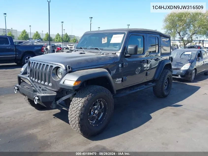 1C4HJXDN9JW316509 2018 Jeep Wrangler Unlimited Sport S 4X4