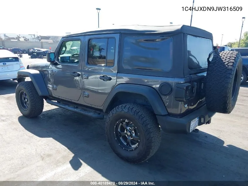 1C4HJXDN9JW316509 2018 Jeep Wrangler Unlimited Sport S 4X4