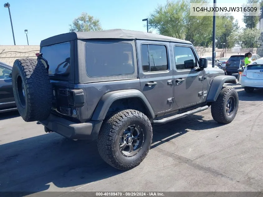 1C4HJXDN9JW316509 2018 Jeep Wrangler Unlimited Sport S 4X4