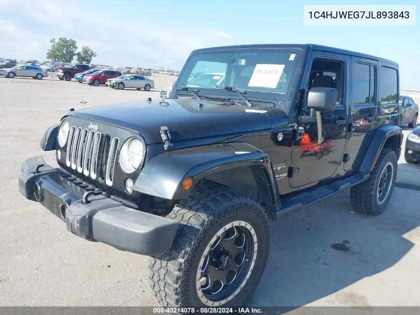 2018 Jeep Wrangler Jk Unlimited Sahara VIN: 1C4HJWEG7JL893843 Lot: 40214078