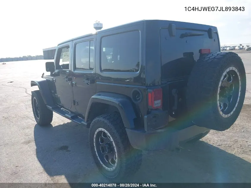 2018 Jeep Wrangler Jk Unlimited Sahara VIN: 1C4HJWEG7JL893843 Lot: 40214078