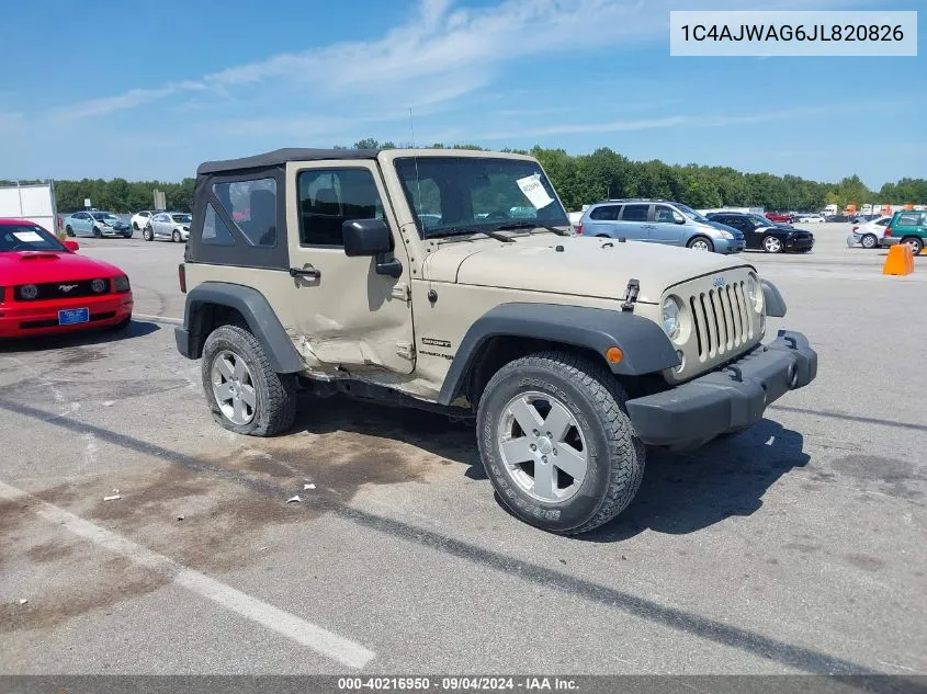 2018 Jeep Wrangler Jk Sport S 4X4 VIN: 1C4AJWAG6JL820826 Lot: 40216950