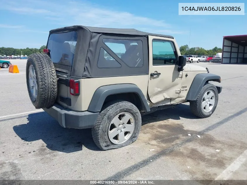 1C4AJWAG6JL820826 2018 Jeep Wrangler Jk Sport S 4X4