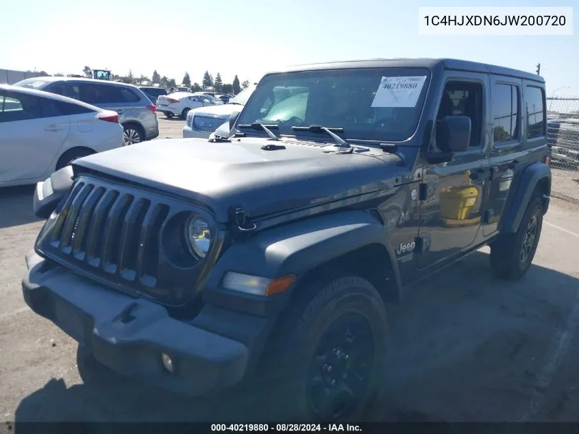 2018 Jeep Wrangler Unlimited Sport 4X4 VIN: 1C4HJXDN6JW200720 Lot: 40219880