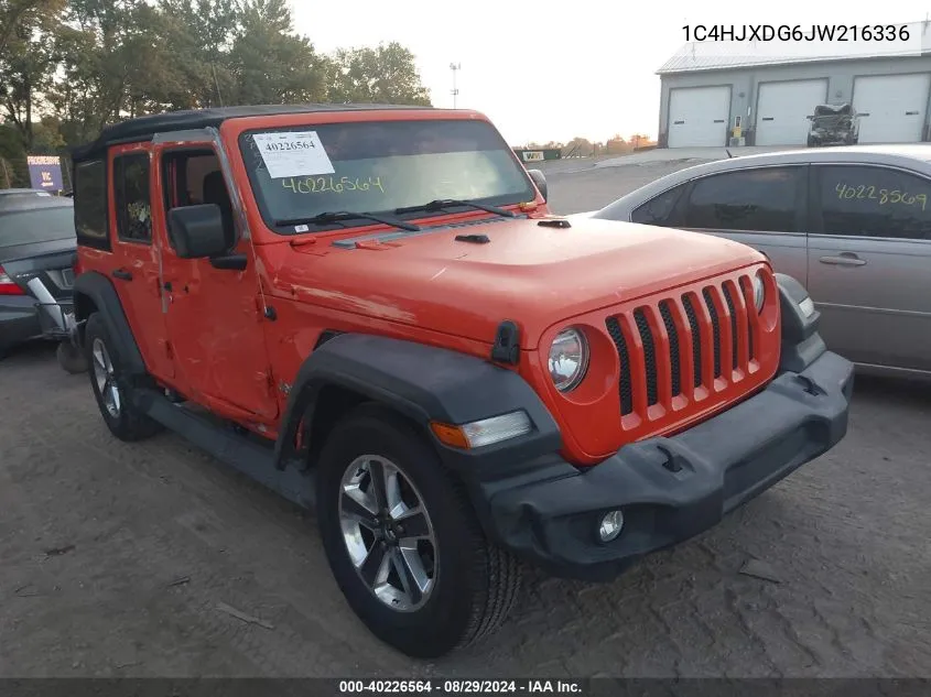 1C4HJXDG6JW216336 2018 Jeep Wrangler Unlimited Sport S 4X4