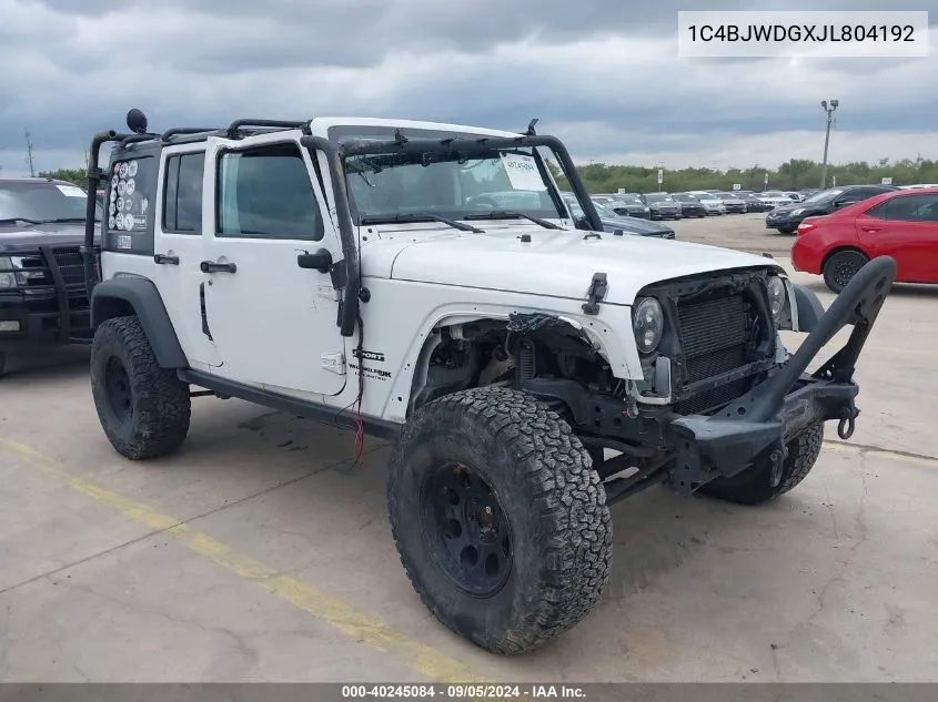 1C4BJWDGXJL804192 2018 Jeep Wrangler Jk Unlimited Sport S 4X4