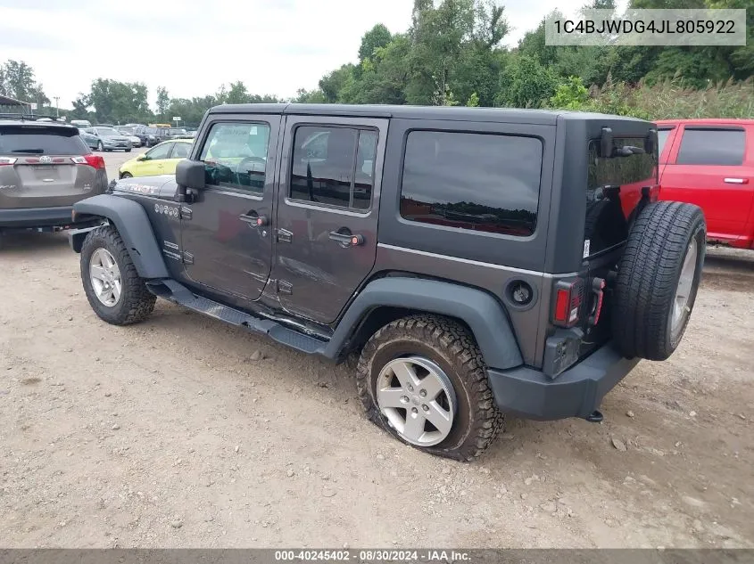 2018 Jeep Wrangler Jk Unlimited Sport S 4X4 VIN: 1C4BJWDG4JL805922 Lot: 40245402