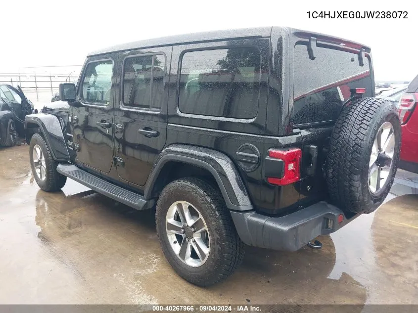 1C4HJXEG0JW238072 2018 Jeep Wrangler Unlimited Sahara 4X4