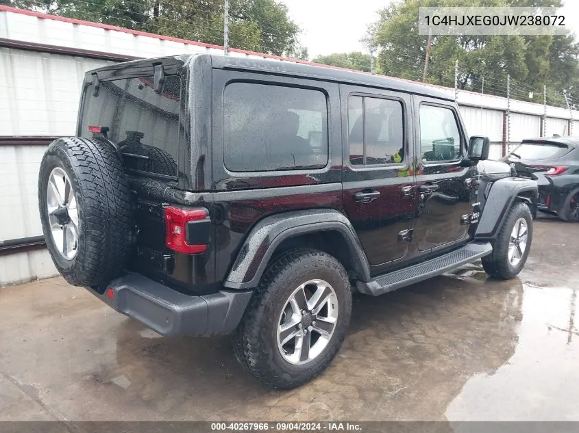 2018 Jeep Wrangler Unlimited Sahara 4X4 VIN: 1C4HJXEG0JW238072 Lot: 40267966