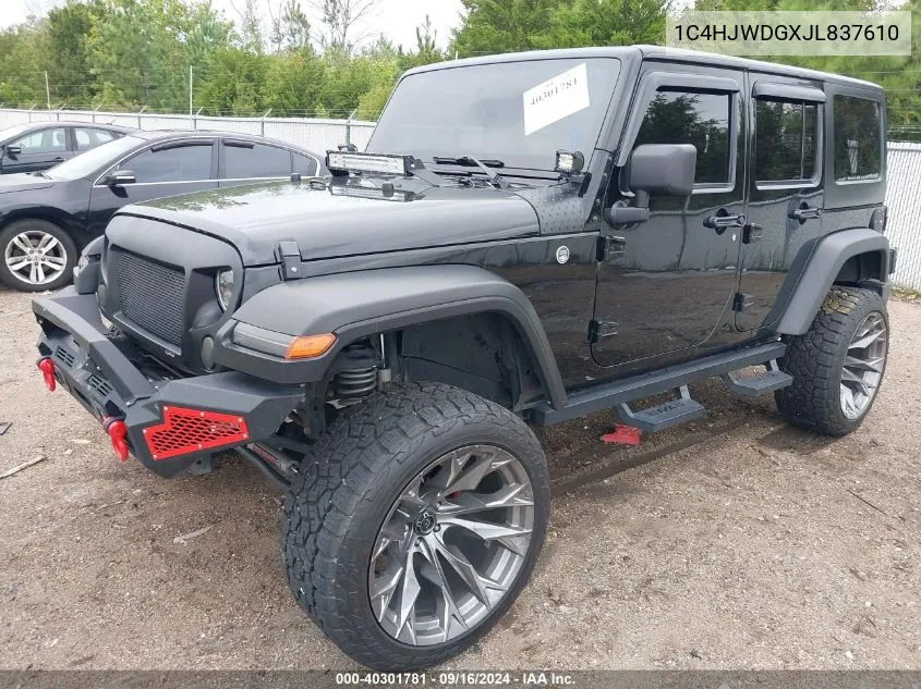 2018 Jeep Wrangler Jk Unlimited Sport S 4X4 VIN: 1C4HJWDGXJL837610 Lot: 40301781