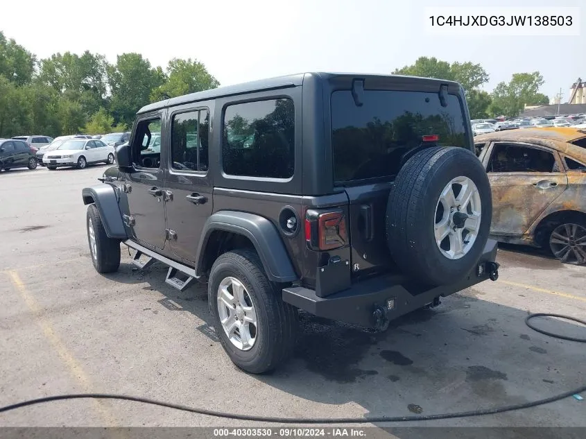 1C4HJXDG3JW138503 2018 Jeep Wrangler Unlimited Sport S 4X4