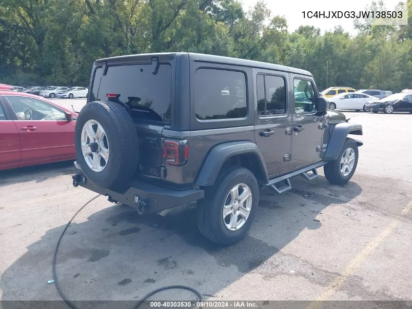 1C4HJXDG3JW138503 2018 Jeep Wrangler Unlimited Sport S 4X4