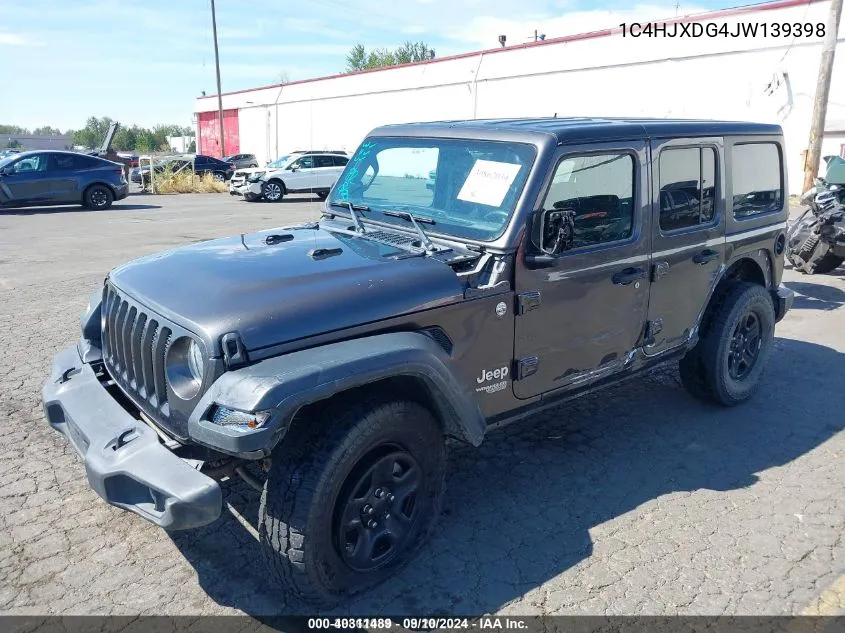 1C4HJXDG4JW139398 2018 Jeep Wrangler Unlimited Sport 4X4