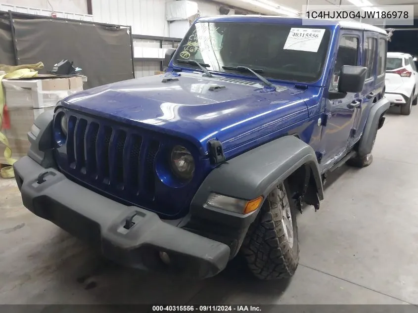 2018 Jeep Wrangler Unlimited Sport S 4X4 VIN: 1C4HJXDG4JW186978 Lot: 40315556