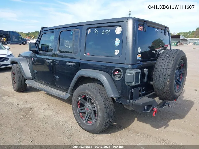 2018 Jeep Wrangler Unlimited Sport VIN: 1C4HJXDG1JW111607 Lot: 40319564