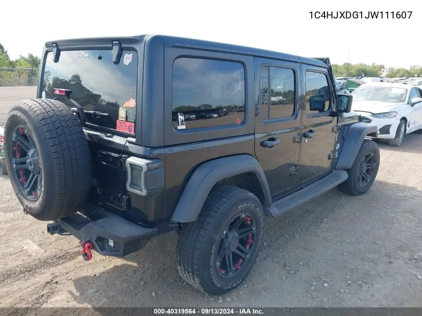 2018 Jeep Wrangler Unlimited Sport VIN: 1C4HJXDG1JW111607 Lot: 40319564