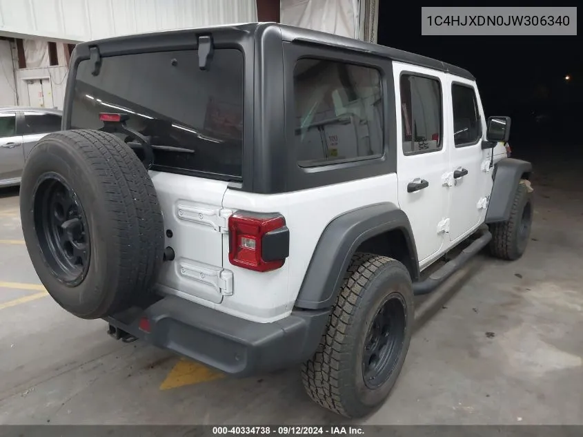 2018 Jeep Wrangler Unlimited Sport S 4X4 VIN: 1C4HJXDN0JW306340 Lot: 40334738