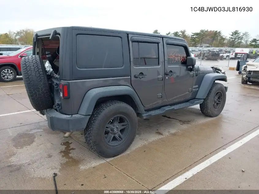 1C4BJWDG3JL816930 2018 Jeep Wrangler Jk Unlimited Sport 4X4