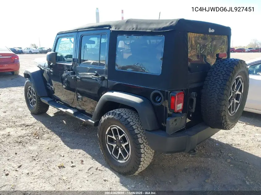 1C4HJWDG6JL927451 2018 Jeep Wrangler Jk Unlimited Sport S 4X4