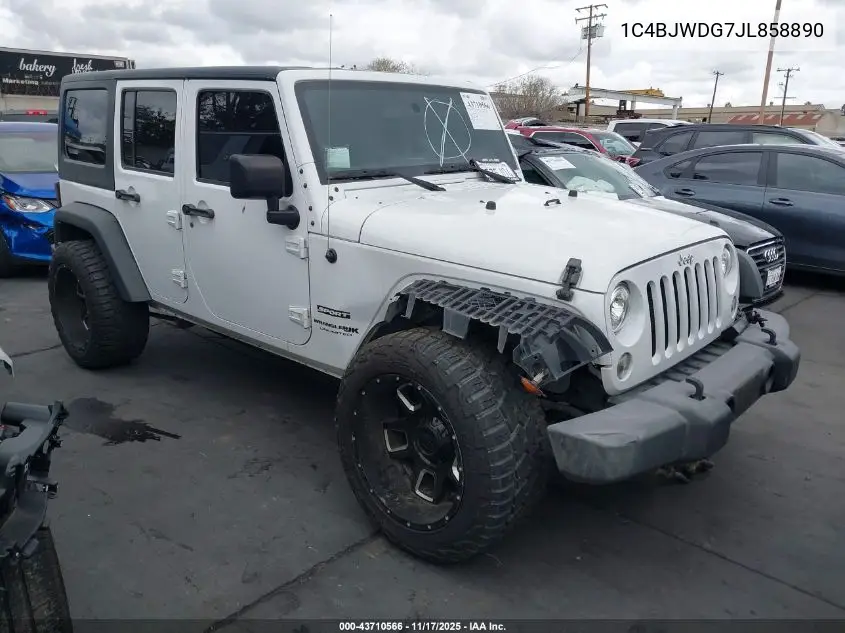 1C4BJWDG7JL858890 2018 Jeep Wrangler Jk Unlimited Sport 4X4