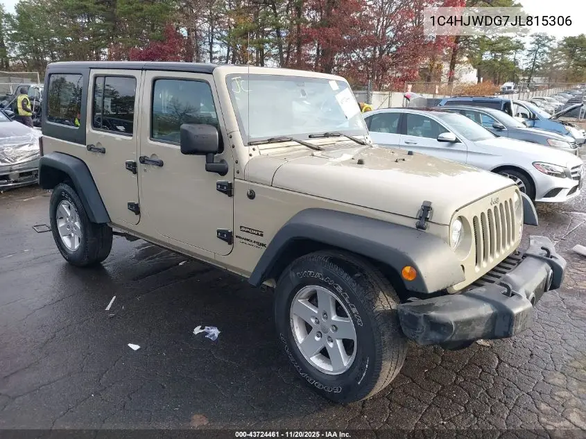 1C4HJWDG7JL815306 2018 Jeep Wrangler Jk Unlimited Sport S 4X4