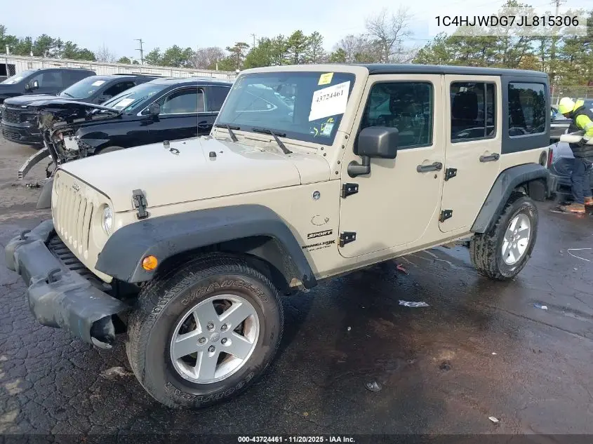 1C4HJWDG7JL815306 2018 Jeep Wrangler Jk Unlimited Sport S 4X4