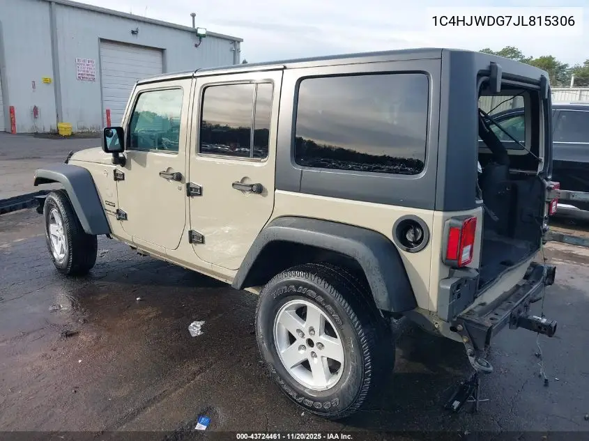 1C4HJWDG7JL815306 2018 Jeep Wrangler Jk Unlimited Sport S 4X4