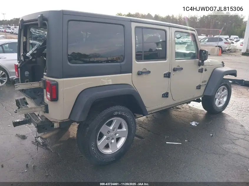 1C4HJWDG7JL815306 2018 Jeep Wrangler Jk Unlimited Sport S 4X4