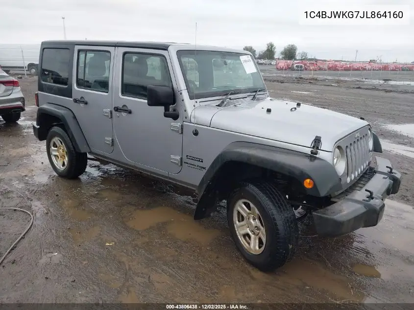 1C4BJWKG7JL864160 2018 Jeep Wrangler Jk Unlimited Sport Rhd 4X4