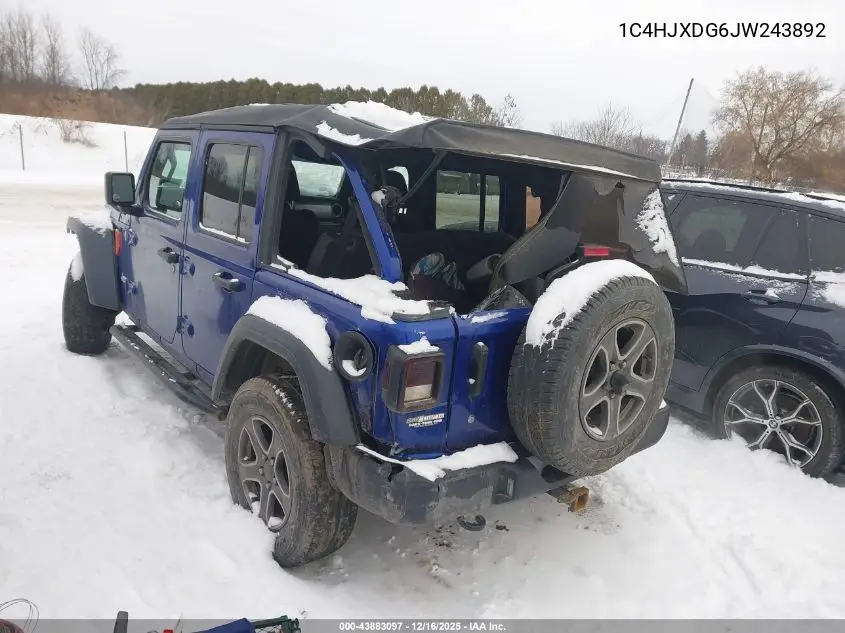 1C4HJXDG6JW243892 2018 Jeep Wrangler Unlimited Sport S 4X4