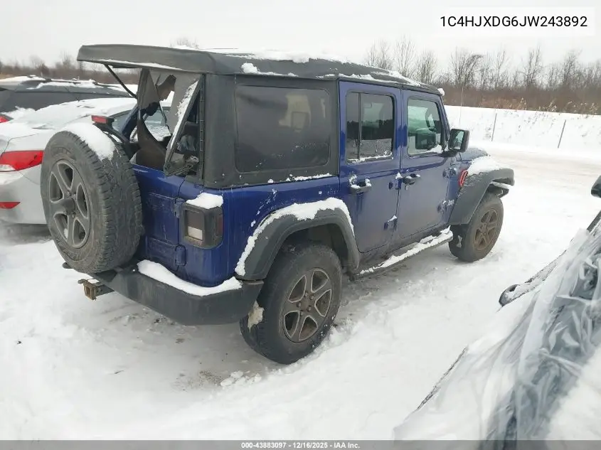 1C4HJXDG6JW243892 2018 Jeep Wrangler Unlimited Sport S 4X4