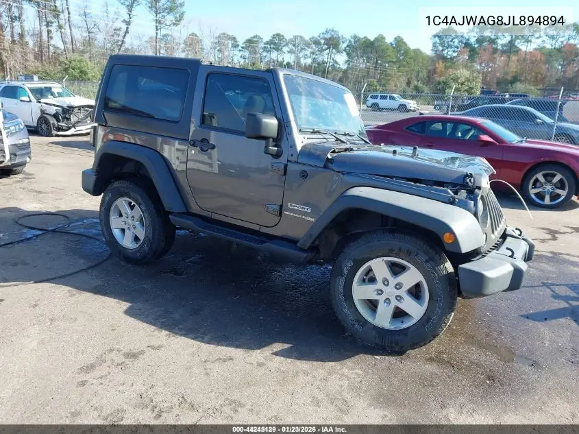 1C4AJWAG8JL894894 2018 Jeep Wrangler Jk Sport S 4X4