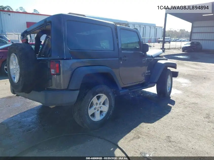 1C4AJWAG8JL894894 2018 Jeep Wrangler Jk Sport S 4X4