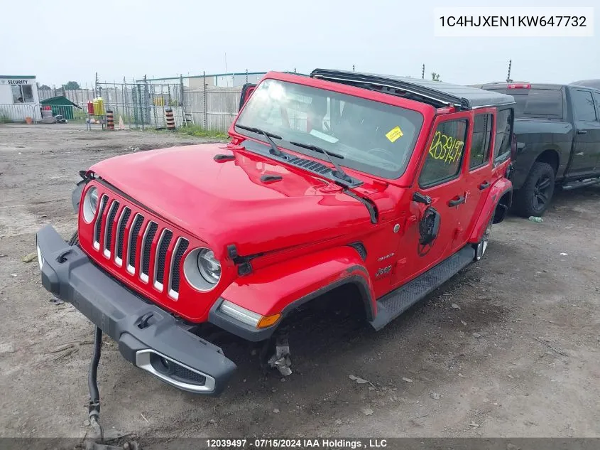 2019 Jeep Wrangler Unlimited Sahara VIN: 1C4HJXEN1KW647732 Lot: 12039497