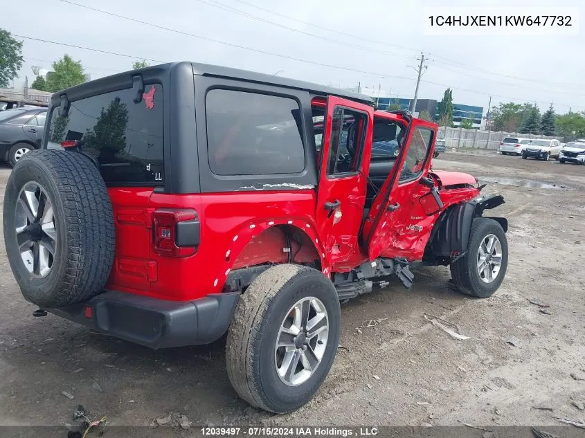 2019 Jeep Wrangler Unlimited Sahara VIN: 1C4HJXEN1KW647732 Lot: 12039497