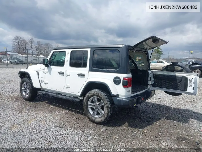 2019 Jeep Wrangler Unlimited Sahara 4X4 VIN: 1C4HJXEN2KW600483 Lot: 39089947