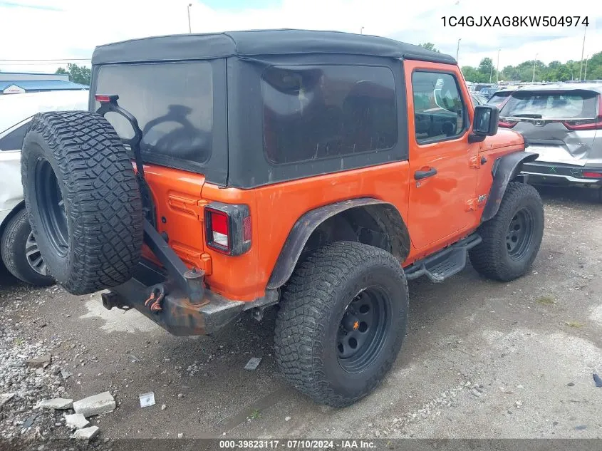 1C4GJXAG8KW504974 2019 Jeep Wrangler Sport