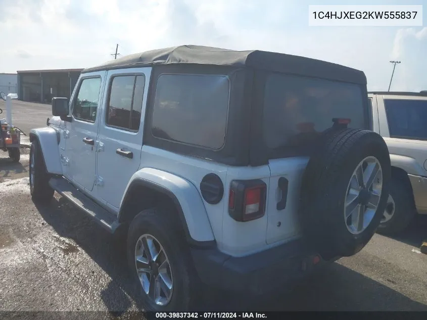 2019 Jeep Wrangler Unlimited Sahara 4X4 VIN: 1C4HJXEG2KW555837 Lot: 39837342