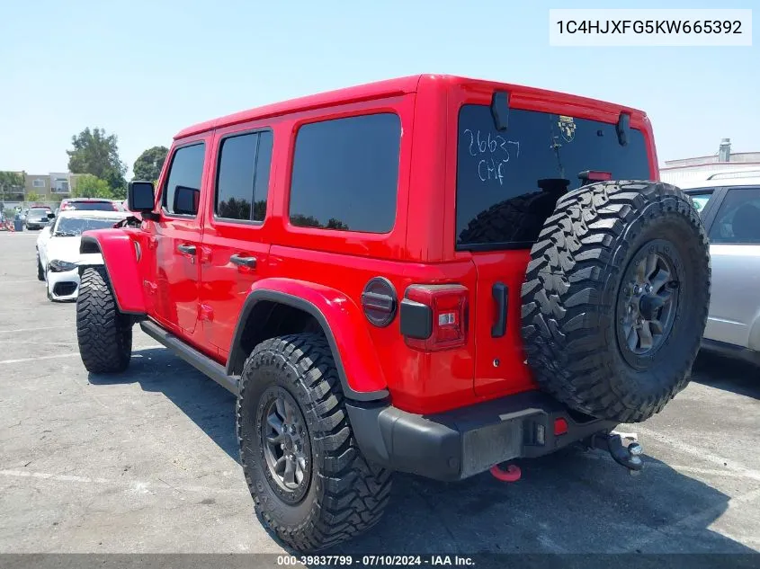 2019 Jeep Wrangler Unlimited Rubicon 4X4 VIN: 1C4HJXFG5KW665392 Lot: 39837799