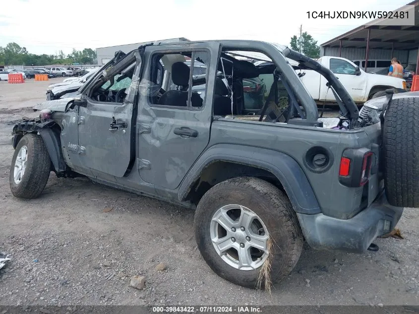 1C4HJXDN9KW592481 2019 Jeep Wrangler Unlimited Sport S 4X4