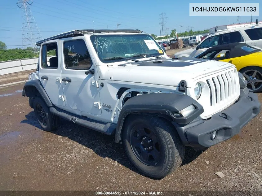 2019 Jeep Wrangler Unlimited Sport 4X4 VIN: 1C4HJXDG6KW511633 Lot: 39844512