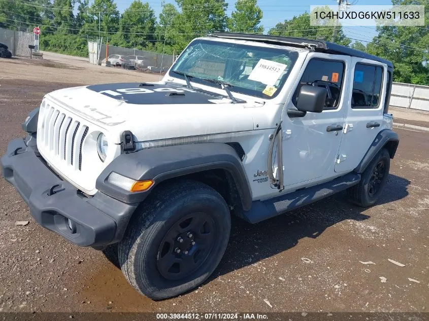 2019 Jeep Wrangler Unlimited Sport 4X4 VIN: 1C4HJXDG6KW511633 Lot: 39844512