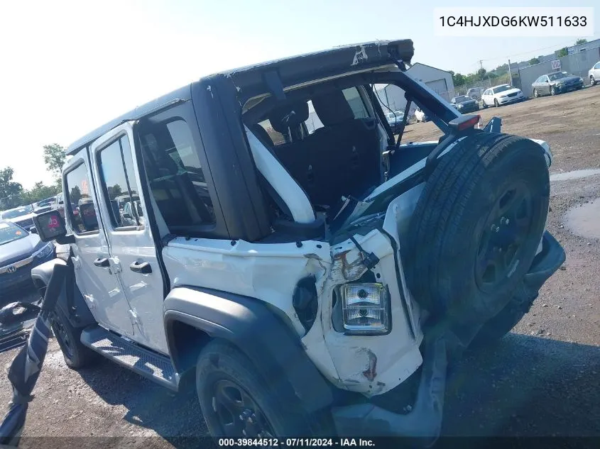 1C4HJXDG6KW511633 2019 Jeep Wrangler Unlimited Sport 4X4